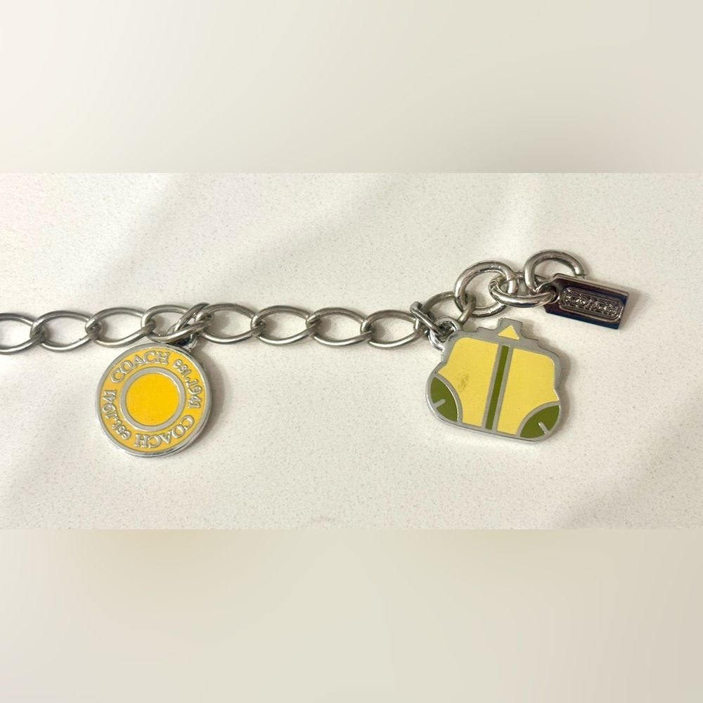 NIB Coach Silver Bracelet with 4 Yellow Charms - Picture 4 of 4